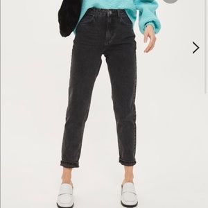 Topshop washed black mom jeans
